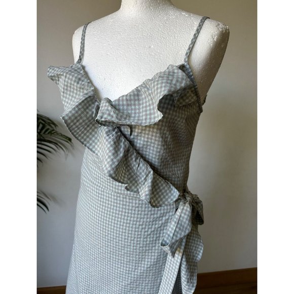 Brave Soul Checked Frill Detail Wrap Midaxi Dress XS, S, M - Picture 2 of 4